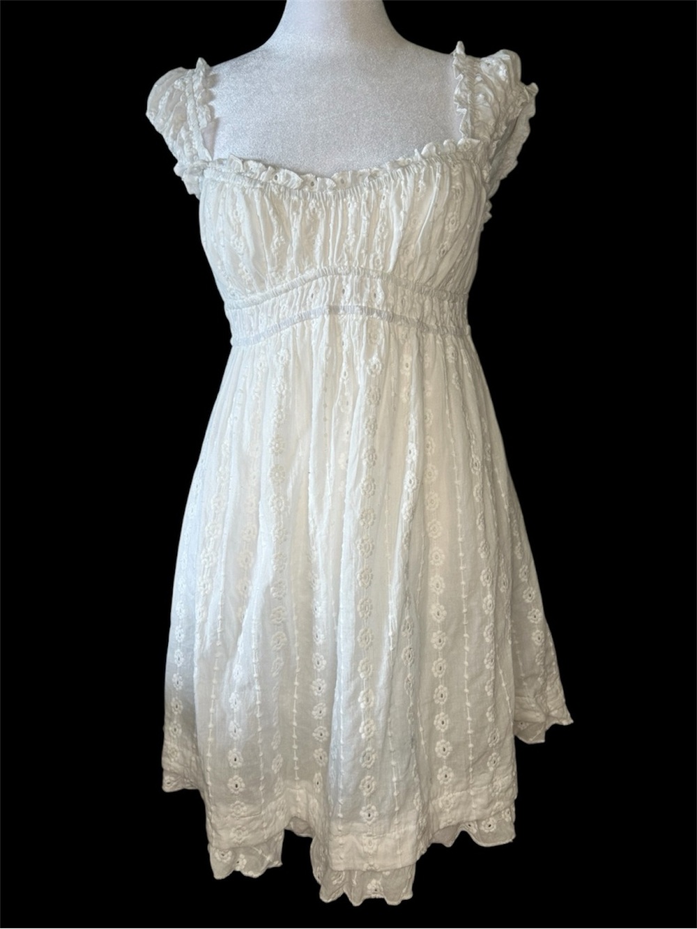 Princess Polly Carlita White Eyelet Babydoll cottage Lolita cotton Mini Dress 8 - Picture 3 of 9